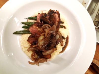 Steak and Onions over Risotto
